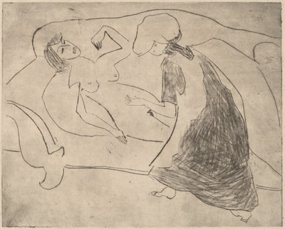 Lány, aki másikkal dörzsöli a hasát, 1910. alkotó: Ernst Ludwig Kirchner