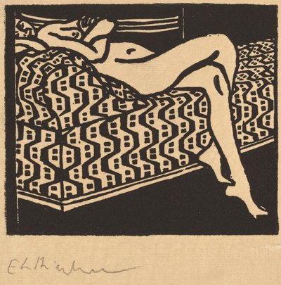 Meztelen lány hever a kanapén, 1905. alkotó: Ernst Ludwig Kirchner
