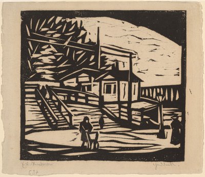 Bódé az Elba partján, 1906. alkotó: Ernst Ludwig Kirchner