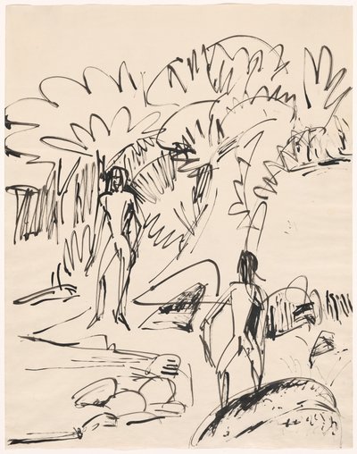 Két fürdőző a Fehmarn-parton, 1912. alkotó: Ernst Ludwig Kirchner