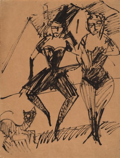 Két táncos egy macskával, 1913. alkotó: Ernst Ludwig Kirchner