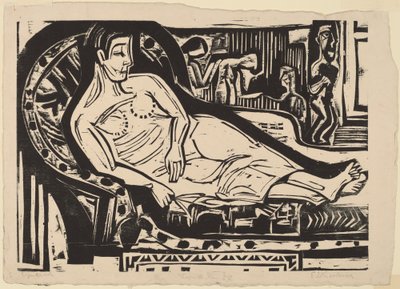 Nő feküdt a kanapén, 1926. alkotó: Ernst Ludwig Kirchner