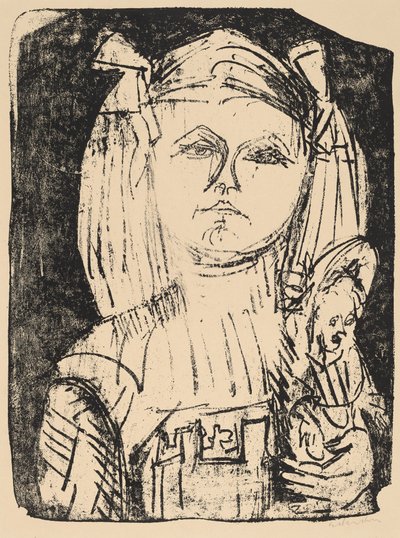 Fiatal lány babával, 1916. alkotó: Ernst Ludwig Kirchner