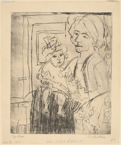 Fiatal nő gyermekkel, 1923. alkotó: Ernst Ludwig Kirchner