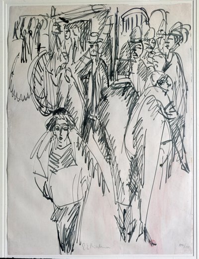 Egy utca Berlinben, Németországban (rajz alkotó: Ernst Ludwig Kirchner