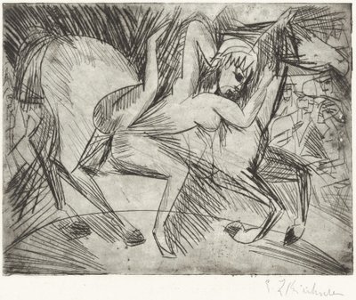 Akrobata lovon (Voltigeuse lóháton) alkotó: Ernst Ludwig Kirchner