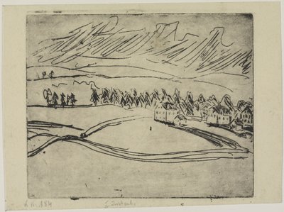 Szántóföldek és házak az Érchegységben alkotó: Ernst Ludwig Kirchner