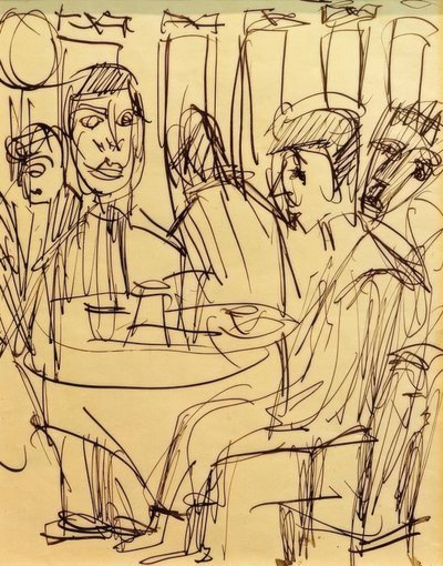 A kávézó asztalánál alkotó: Ernst Ludwig Kirchner