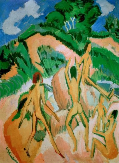 Fürdőzők a dűnék között (Fehmarn) alkotó: Ernst Ludwig Kirchner