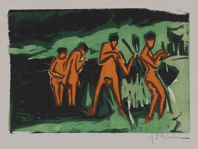 Fürdőzők náddal dobálózva alkotó: Ernst Ludwig Kirchner