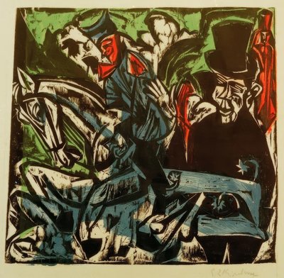 Schlemihl találkozása a kis szürke emberrel az utcán alkotó: Ernst Ludwig Kirchner
