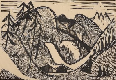 Hegyi táj Glarus közelében. 1933 alkotó: Ernst Ludwig Kirchner