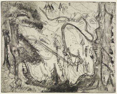 Hegyi ösvény, felülről nézve alkotó: Ernst Ludwig Kirchner