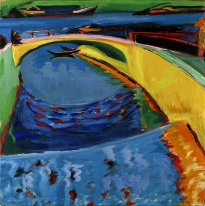 Híd a Prießnitz folyó torkolatánál, c. 1910 alkotó: Ernst Ludwig Kirchner