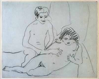 Pár egy ágyon fekvő meztelen pár – Ernst Ludwig Kirchner (1880-1938) rajza, New York, Modern Művészetek Múzeuma alkotó: Ernst Ludwig Kirchner