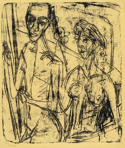 Pár a szobában, meztelen férfi nővel alkotó: Ernst Ludwig Kirchner