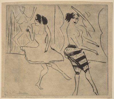 Táncosnők a műteremben alkotó: Ernst Ludwig Kirchner