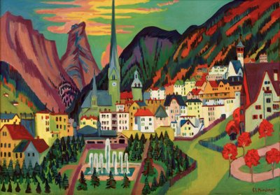 Davos templommal. Davos nyáron alkotó: Ernst Ludwig Kirchner