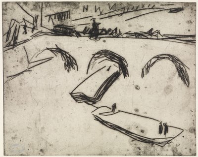 Három akrobatánő gyűrűn/Berlin, híd a Kronprinzenuferen alkotó: Ernst Ludwig Kirchner