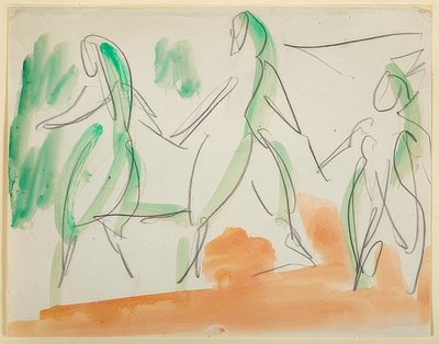 Három táncos. 1911-es Folkwang vázlatfüzet (34. o.) alkotó: Ernst Ludwig Kirchner