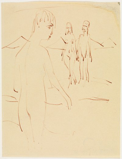 Három álló akt a szabadban alkotó: Ernst Ludwig Kirchner