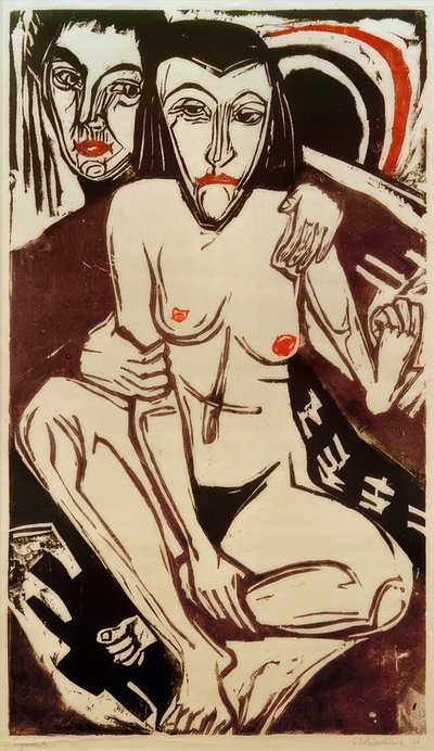 E.L. Kirchner, Melankólia (önarckép Ernával) alkotó: Ernst Ludwig Kirchner