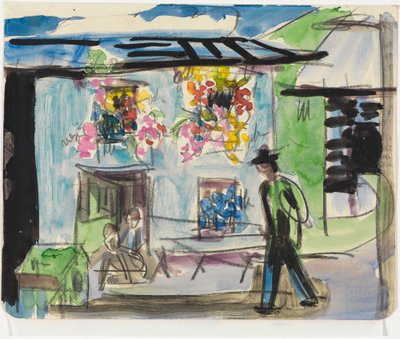 Egy kis ház virágos ablakokkal alkotó: Ernst Ludwig Kirchner