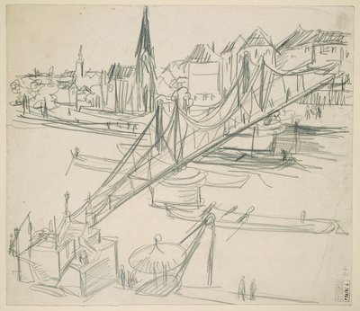 "Eiserner Steg" Frankfurt am Mainban, kilátással Sachsenhausenre alkotó: Ernst Ludwig Kirchner