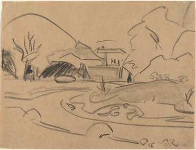 Gyalogutak és pavilon a drezdai Grosser Gartenben alkotó: Ernst Ludwig Kirchner