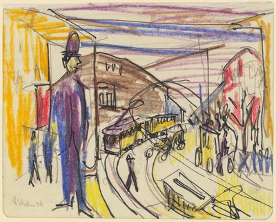 Nagyvárosi út villamosvonalakkal alkotó: Ernst Ludwig Kirchner