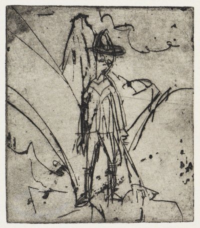 Pásztor a hegy előtt/Kecskés ház - Stafelalp alkotó: Ernst Ludwig Kirchner