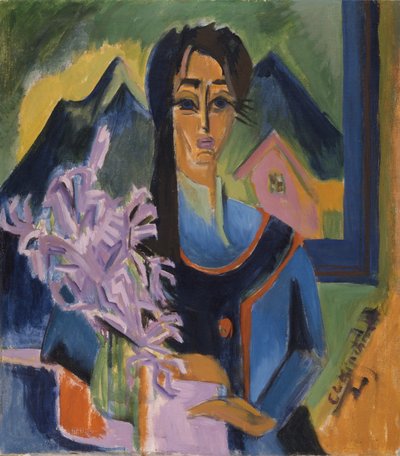Maryli (Fiatal nő szegfűcsokorral) alkotó: Ernst Ludwig Kirchner