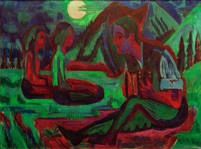 Holdfényes éjszaka; Handorgler in Holdfényes éjszaka alkotó: Ernst Ludwig Kirchner