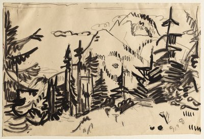Hegyi táj fenyőkkel alkotó: Ernst Ludwig Kirchner