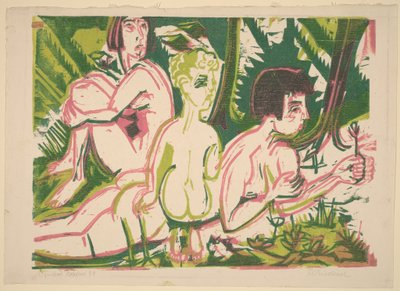 Nackte Frauen mit einem Kind im Wald alkotó: Ernst Ludwig Kirchner
