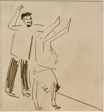 Cím nélkül (férfi lánnyal kézenállásban) alkotó: Ernst Ludwig Kirchner