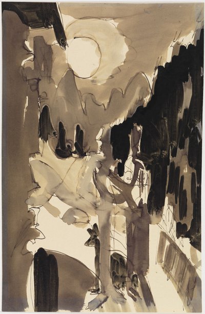 Egy pár a ház előtt a holdfényben alkotó: Ernst Ludwig Kirchner