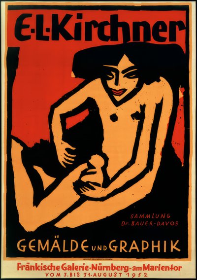 Az E.L.K., Fränkische Galerie, Nürnberg, 1952 kiállítás plakátja alkotó: Ernst Ludwig Kirchner