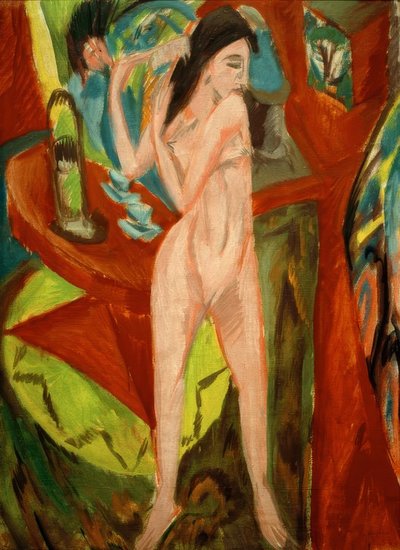 Fésülési aktus alkotó: Ernst Ludwig Kirchner