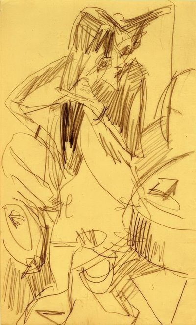 Fésülési aktus alkotó: Ernst Ludwig Kirchner