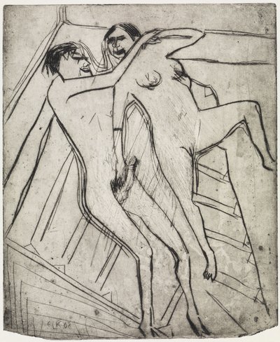 Ülő lány a strandon/Szerelmespár alkotó: Ernst Ludwig Kirchner