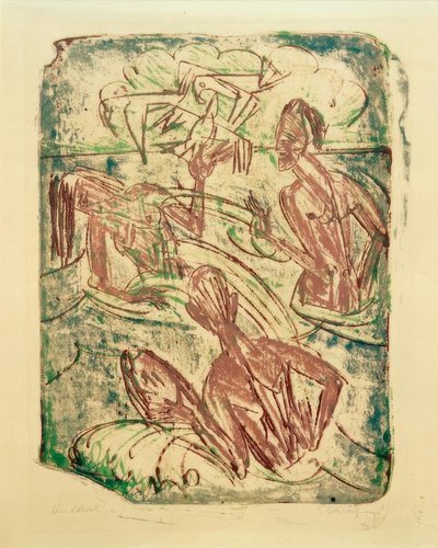 Fröccsenő fürdőzés alkotó: Ernst Ludwig Kirchner