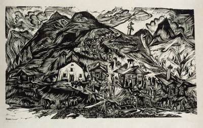 Stafelalp, összkép - felhajtás az alpesi legelőre alkotó: Ernst Ludwig Kirchner