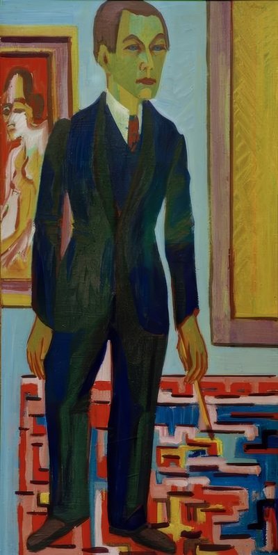 Álló festő. Önarckép alkotó: Ernst Ludwig Kirchner