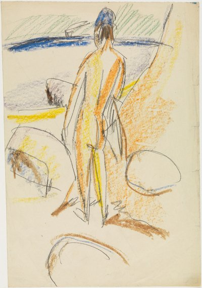 Álló hátakt „A szikláknál” (Fehmarn) alkotó: Ernst Ludwig Kirchner