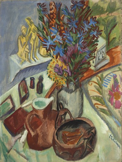 Csendélet kancsóval és afrikai tállal alkotó: Ernst Ludwig Kirchner