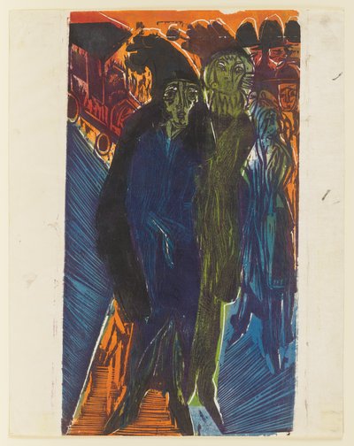 Utcai jelenet (az 1914-es „Utcai jelenet” című festmény nyomán) alkotó: Ernst Ludwig Kirchner