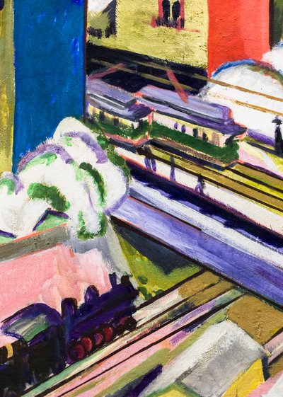 A Wannsee-vonal a műterem ablakán keresztül alkotó: Ernst Ludwig Kirchner