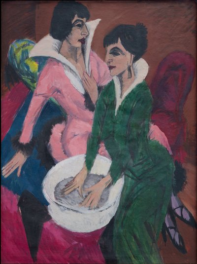 Két nő egy mosdónál; A nővérek alkotó: Ernst Ludwig Kirchner