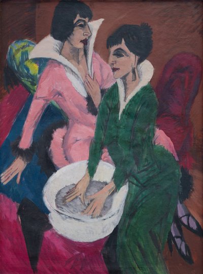Két nő mosdóval; A nővérek alkotó: Ernst Ludwig Kirchner